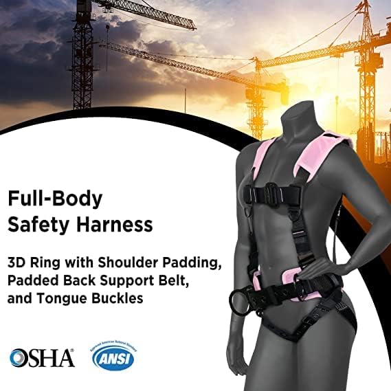 AFP Demon Comfortable Fall Protection Harness Kit – OSHA/ANSI PPE Full Body Safety Harness for Construction Work