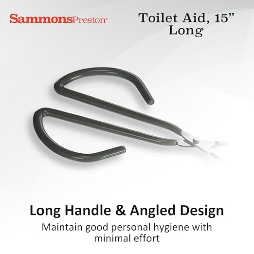 Sammons Preston Toilet Aid, 15" Long Toilet Paper Tongs, Bottom Wiper Aids for Independent Daily Living, Wiping Aid for Bathroom Comfort, Lightweight Self-Wipe Hygiene Assistance Tool