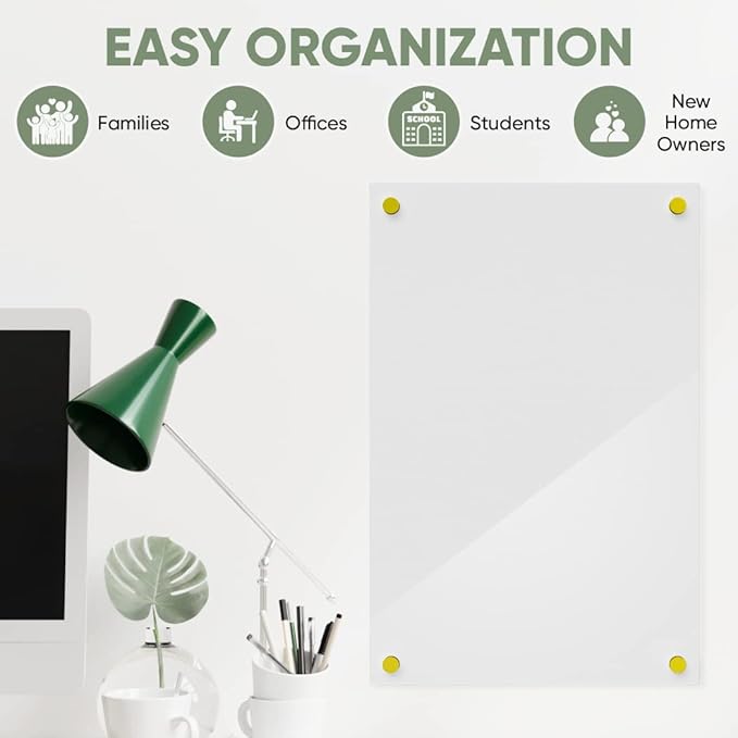 Ships Next Day, Made in USA - Acrylic Dry Erase Board | Non-Magnetic Dry Erase Board | Hanging Frameless White Board | Acrylic for Office and Home Walls | for Adults (White - 30x36)