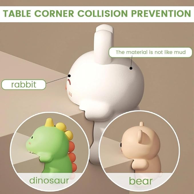 12 pcs Corner Protectors, Cartoon Animal Table Edge Guards, Bear Dinosaur Rabbit Design, Waterproof, Anti-Collision Furniture Protection（n）