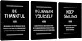Inspirational Quotes Poster Print Canvas Wall Art 3 Pieces Black Decorations for Gym Living Room Bedroom Workplace Office Wall Decor 20"x28"x3