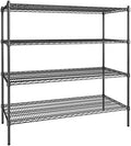 24" x 54" NSF Black Epoxy 4-Shelf Kit with 54" Posts, Heavy Duty Storage Shelving, Wire Shelving Kit, NSF Commercial Storage Rack Unit