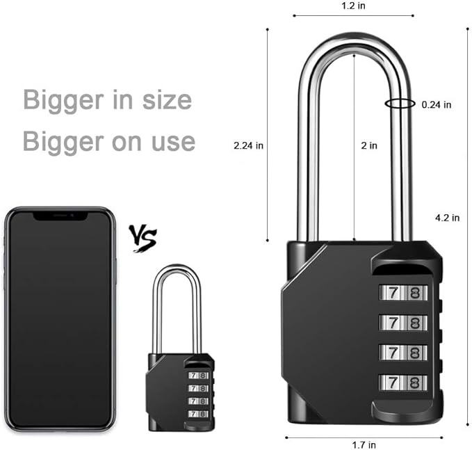 2 Pack disecu 2.2 Inch Long Shackle Combination Lock, 4 Digit Outdoor Waterproof Padlock for School Locker, Gym Locker, Storage Unit, Gate, Fence, Toolbox, Cabinet (Black)