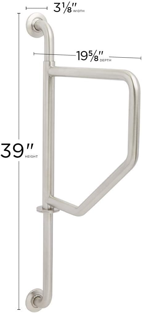 Seachrome Bathroom Grab Bar, Wall to Wall Stainless Steel Swing Away Grab Bar, 1 1/4-Inch Diameter, Handicap Grab Bar, Safety Rail, Polished Stainless (Model: GW-4236-Q-PS)
