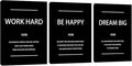 Motivational Office Wall Art Inspirational Canvas Wall Art 3 Pieces Black Office Wall Decor Entrepreneur Quote Saying Wall Picture Paintings Wooden Framed Artwork for Home Gym Workplace 20"x28"x3