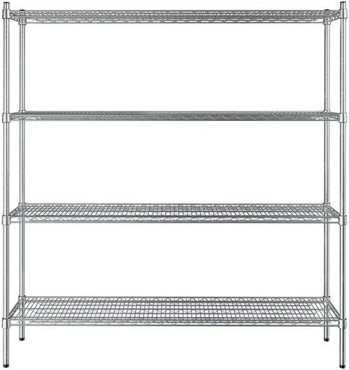 14" x 60" NSF Stainless Steel 4-Shelf Kit with 64" Posts, Heavy Duty Storage Shelving, Wire Shelving Kit, NSF Commercial Storage Rack Unit