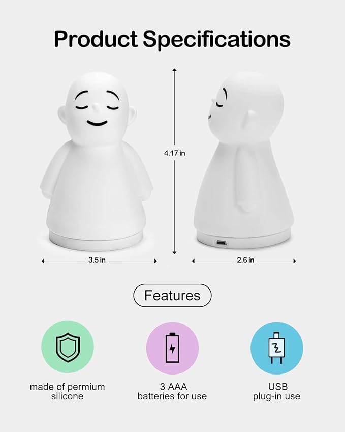 Set of 6 Stress Relief Night Light for Mindfulness - Guided Visual Meditation Tool for Women Men- Relaxing Self Care for Adults Kids