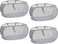 4 Piece Popup Mesh Laundry Basket Durable Handles Collapsible Laundry Baskets Folding Clothes Pastic Hamper for Laundry Room College Dorm (Gray)