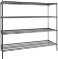 24" x 72" NSF Black Epoxy 4-Shelf Kit with 64" Posts, Heavy Duty Storage Shelving, Wire Shelving Kit, NSF Commercial Storage Rack Unit