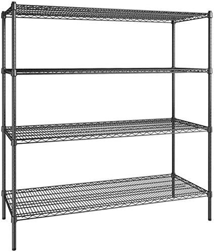 24" x 60" NSF Black Epoxy 4-Shelf Kit with 64" Posts, Heavy Duty Storage Shelving, Wire Shelving Kit, NSF Commercial Storage Rack Unit