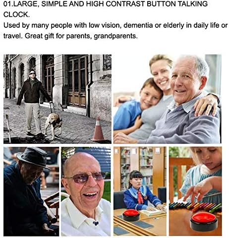 Large Talking Clock for Visually impaired- Telling Time, Date and Week of Day, Perfect for The Blind, Elderly or Visually impaired-Upgrade Version (Green+Black) (RED+Black)