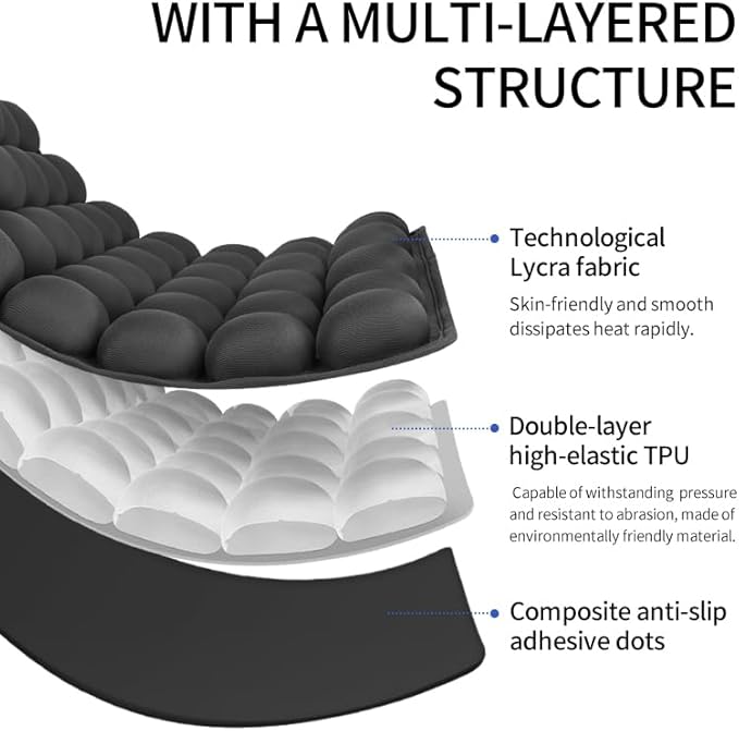 1Pcs Sondor Travel Seat Cushion, Inflatable Airplane Seat Cushion for Travel.Suitable for Long Distance Sedentary People to Use, 1000 Black and 1000 White Mini Fasteners