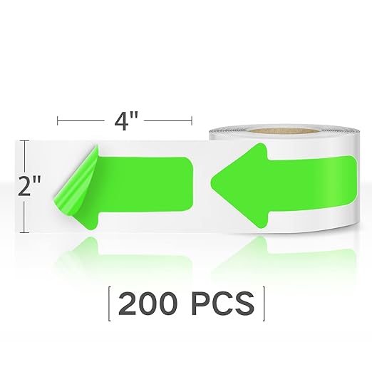 EVQ Arrow Floor Sticker Tape 2"×4" Arrow Floor Marking Sticker Sign 200 PCS Arrow Decal Tape Fluorescent Green