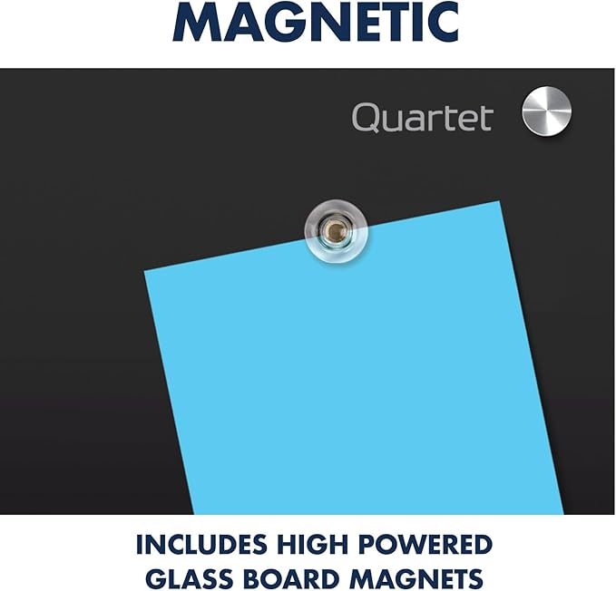 Quartet Magnetic Dry Erase Board, 36" x 24" Glass Whiteboard for Wall, Infinity, Black (G3624B)