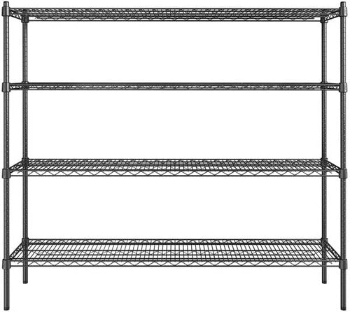 14" x 60" NSF Black Epoxy 4-Shelf Kit with 54" Posts, Heavy Duty Storage Shelving, Wire Shelving Kit, NSF Commercial Storage Rack Unit