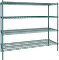 21" x 60" NSF Green Epoxy 4-Shelf Kit with 54" Posts, Heavy Duty Storage Shelving, Wire Shelving Kit, NSF Commercial Storage Rack Unit