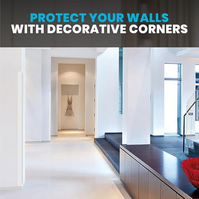 Proflex Wall Corner Protector -White Textured 2 inch x 48 inch - Pack of 6 - Self Adhesive Corner Guards for Walls Edge Protection – Easy to Apply – No Tools Needed