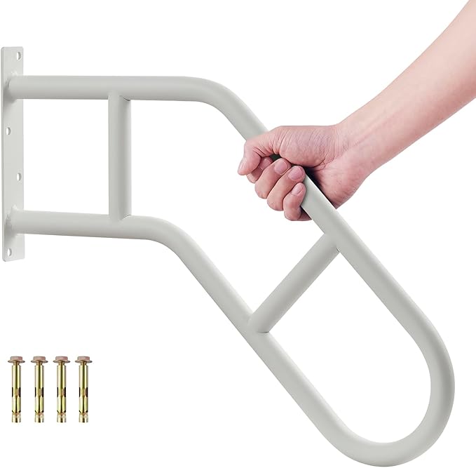 Hand Rails for Outdoor Steps & Elderly (Max 800LBS),U-Shape Wall Mount Stair Railing, Porch, Deck & Garden Grab Bar, Safety Handle for Garage, 1 Pack