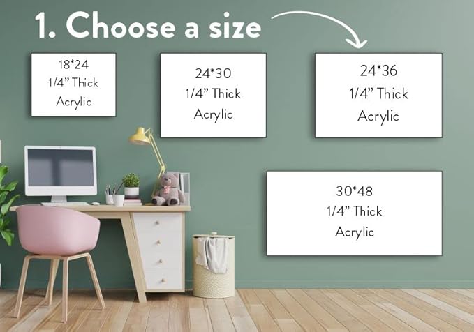 Acrylic Dry Erase Board for Wall with Stylish Border - Shipped Next Day, Made in USA, Non-Magnetic Whiteboard, Wall Mounted Board, Easy to Clean (Black - 24x30)