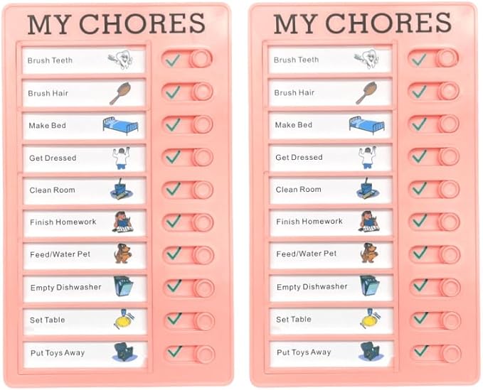 2 Pcs Chore Chart for Adults to do List My Chores Checklist Task Board Sliding Routine Chart for Kids, Memo Boards Slider Schedule DIY Detachable Daily Checklist Planning Table (2Pcs Pink My Chores)