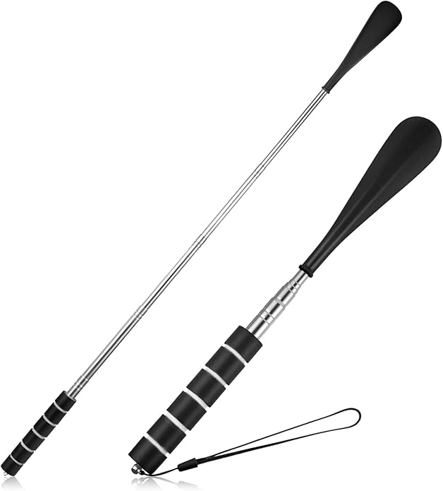 Shoe Horn Retractable, Stainless Steel Telescopic Long-Handle Shoehorn Extendable Shoe Horn for Men Women Kids Seniors
