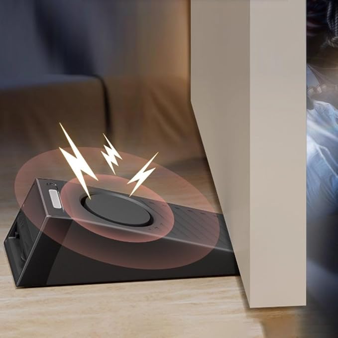 Portable Anti-Theft Door Stop With 130DB Alarm, USB-C Rechargeable, Adjustable Sensitivity And Anti-Slip Silicone Pad For Home, Hotel And Travel Security
