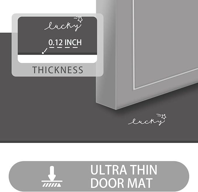 Ultra Thin Door Mat Indoor Entrance, 1/10 in Thin Door Mats for Inside Entry, Non-Slip Rubber Backing Washable Doormat, Fade Resistant, Absorbent, Low Profile Dirt Trapper, 35"X24"