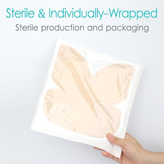 Heel Bordered Silicone Foam Dressing Waterproof Adhesive Sacral Bandages with Absorbent Padding for Elbow Wrist Foot Pressure Bed Sore Hip Knee Replacement Surgery 8.26"x8.26" 2 Pack
