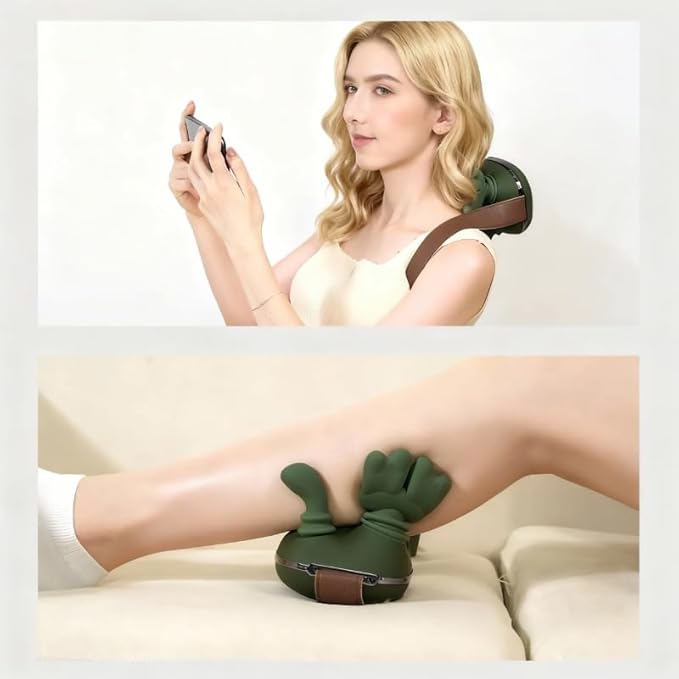 Bionic Heated Neck Back Shoulder Massager Pillow - Portable Shiatsu with 3-Speed, 4D Deep Tissue Kneading & Simulated Human Hand for Pain Relief (Men/Women)