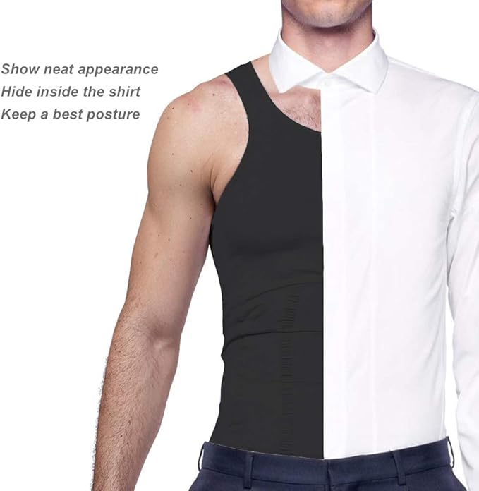 Mens Compression Shirt to Hide Gynecomastia Moobs Slimming Body Shaper Vest