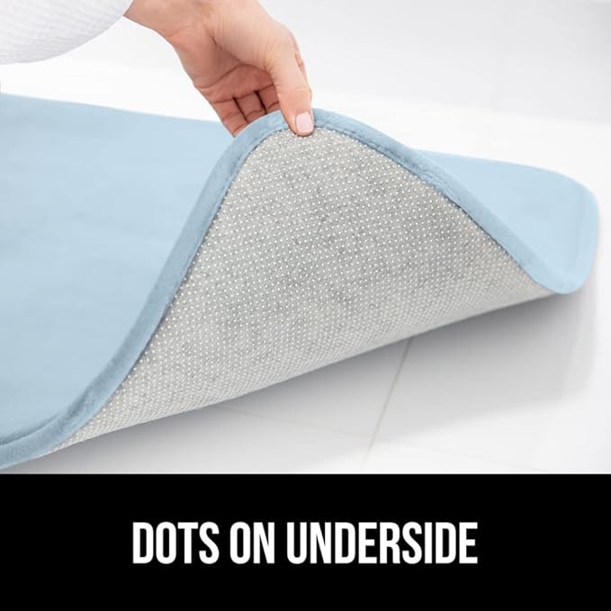 GORILLA GRIP Memory Foam Bath Rugs, Soft Absorbent Velvet Bathroom Mats, Durable Dots on Underside, Machine Washable Bathmat, Carpet Rug Room Decor for Shower Floor, 30x20 Mat, Light Blue