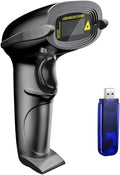 NADAMOO Wireless Barcode Scanner 328 Feet Transmission Distance USB Cordless 1D Laser Automatic Barcode Reader Handhold Bar Code Scanner with USB Receiver for Store, Supermarket, Warehouse - Black
