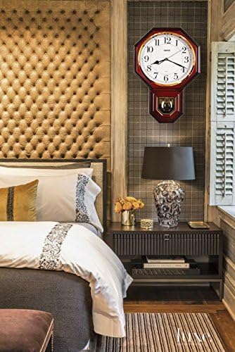 JUSTIME Traditional Schoolhouse Easy to Read Regulator Wall Clock, Chiming Wall Clocks with Pendulum & Westminster Chime Hourly, Schoolhouse Wall Decor Battery Operated (Gun Metal)