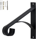 Wall Mount Handrail for 1-2 Steps, Heavy Duty Wrought Iron, for Outdoor Porch Steps, Balcony, Yard, Black