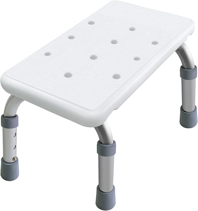Aliseniors Step Stool with Non-Skid Platform, No Assembly Rubber Fee Adjustable Foot Stool, Medical Step Stools for Kitchen, Toilet and Bedside, Holds up to 330 lbs
