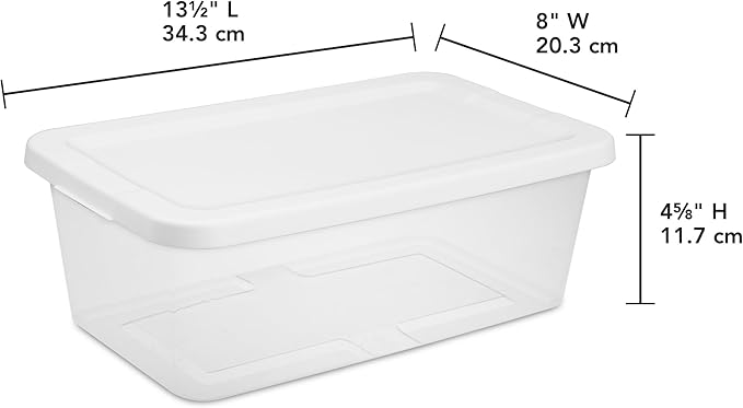 20-Pack 6 Quart Storage Boxes – Clear Plastic Storage Bin with Snap, Shoe Boxes,Stackable Bins for Closet, Kitchen Storage, Office Organization,White