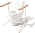 Toilet Safety Rails for Seniors - Toilet Safety Frame with Nighttime Reflective Armrests & Base, 3-Speed Height Adjustment, Toilet Safety Frames & Rails Fits Most Toilets, 3-Hole Depth Adjustment