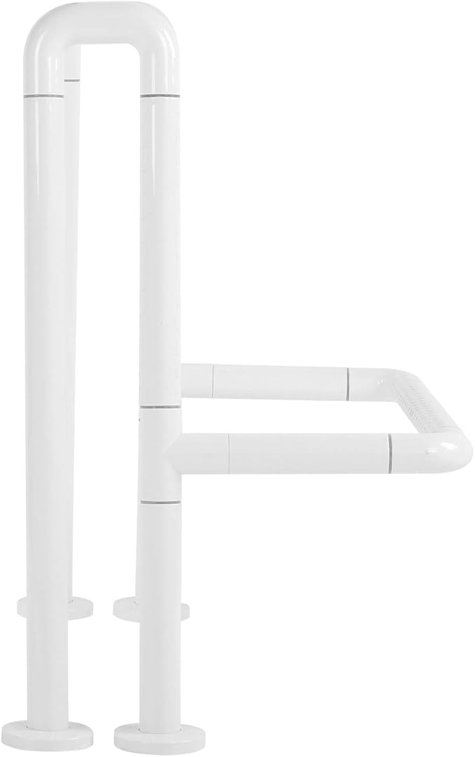 Respicefinem White Toilet Grab Bar Stainless Steel Bathroom Safety Hand Rail for Elderly with Fluorescent Ring Non Slip Surface Easy to Clean High Strength Suppo
