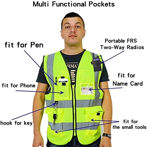 zojo High Visibility Safety Vests With Pockets, for Outdoor Works, Cycling, Jogging, Walking,Sports - Fits for Men and Women Pack of 10 (XXL-Red)