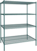 30" x 48" NSF Green Epoxy 4-Shelf Kit with 64" Posts, Heavy Duty Storage Shelving, Wire Shelving Kit, NSF Commercial Storage Rack Unit
