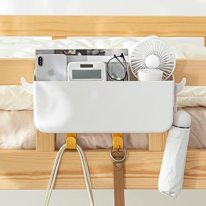 Bunk Bed Shelf, Kids Bunk Bed Caddy | Bedside Caddy for Dorm Bed Loft Bed Rail | Top Bunk Accessories (Yellow)