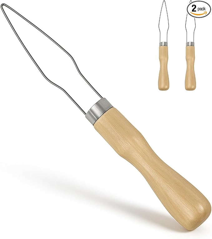 2pcs Button Hook Assist Device with Easy-Grip Wooden Handle for Shirts, Coats, Dresses - Ideal Button Aids for Arthritis & Limited Dexterity