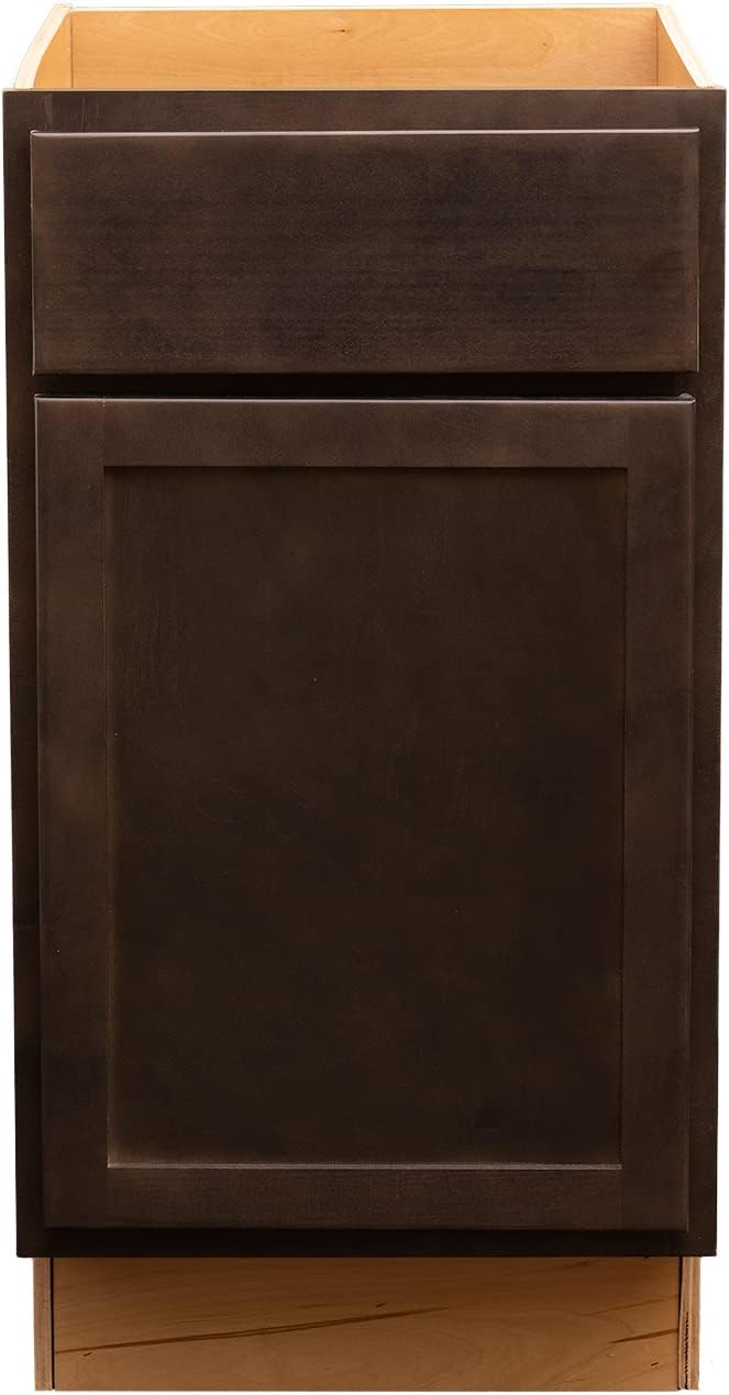 Quicklock RTA (Ready-to-Assemble) | Base Kitchen Cabinets - Shaker Style | Made in America (Espresso Stain, 18" Wx34.5 Hx24 D Base)