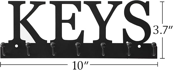 Key Holder Wall Mounted Key Hooks for Wall Decorative with 7 Hooks Black Metal Key Organizer Rack Hanger for Entryway, Front Door, Hallway, Office 10X3.7 inches