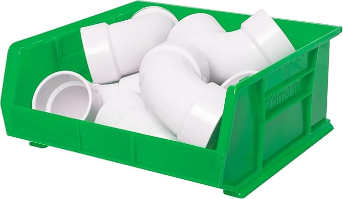 Akro-Mils 30250 AkroBins Plastic Storage Bins, Space-Saving Stackable Bins for Garage, Pantry, Craft Organization, 15-Inch x 16-Inch x 7-Inch, Green, 6-Pack
