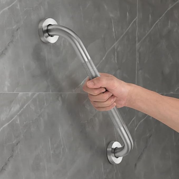 Grab Bars for Shower, 1 Pack 18-Inch Anti Slip Shower Handles for Elderly, Safety Shower Grab Bar, Stainless Steel Handicap Grab Bars for Bathroom,Toilet (Brushed Nickel, 1" Diameter)