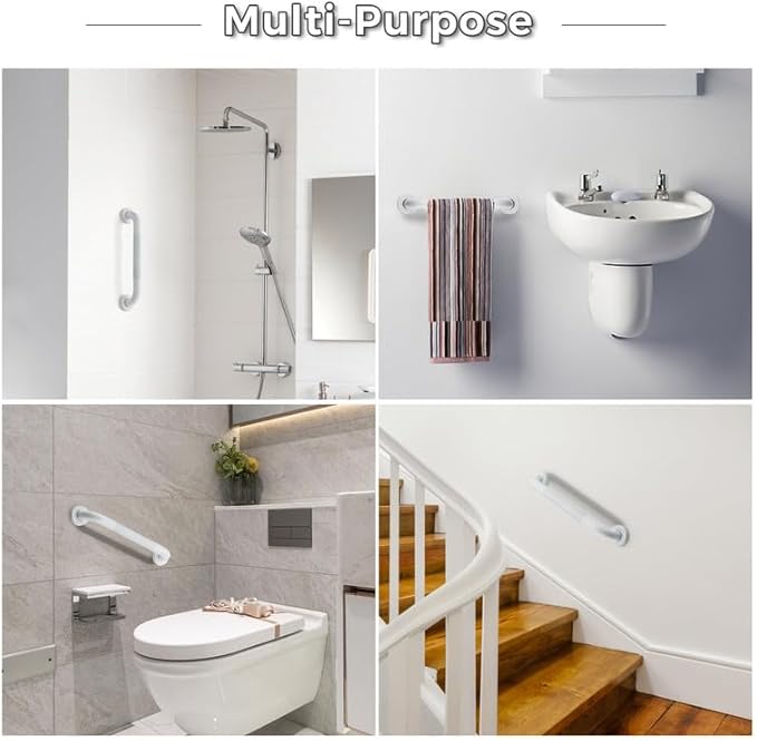 Grab Bars for Shower, 1 Pack 24-Inch Anti Slip Shower Handles for Elderly, Safety Shower Grab Bar, Stainless Steel Handicap Grab Bars for Bathroom (White 1" Diameter)