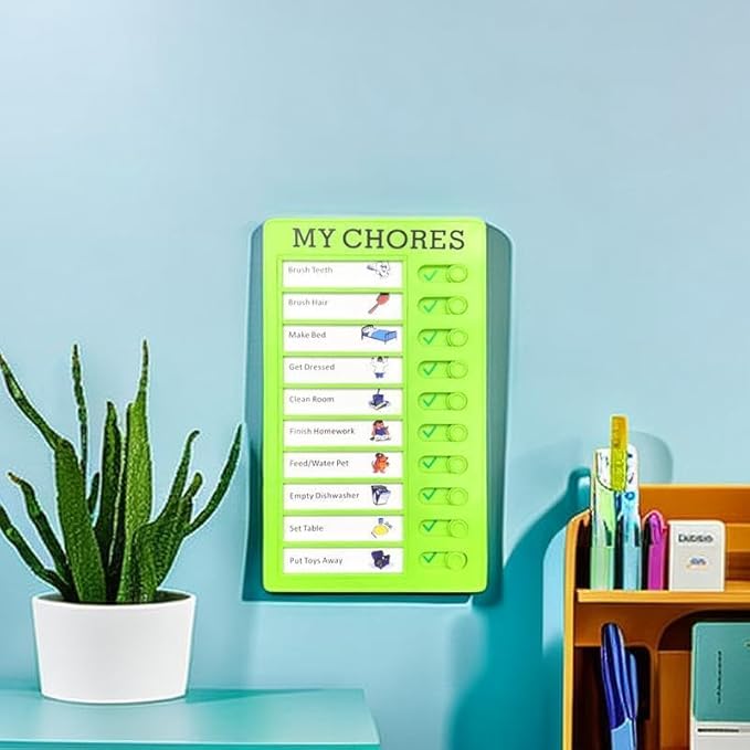 2 Pcs Chore Chart for Adults to do List My Chores Checklist Task Board Sliding Routine Chart for Kids, Memo Boards Slider Schedule DIY Detachable Daily Checklist Planning Table (2Pcs Green My Chores)