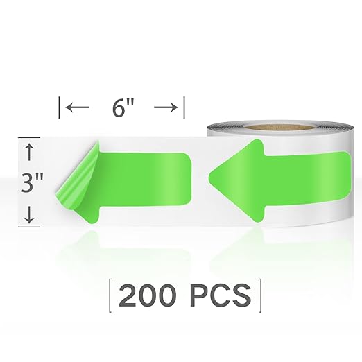 Arrow Floor Sticker Tape 3"×6" Arrow Floor Marking Sticker Sign 200 PCS Arrow Decal Tape Fluorescent Green