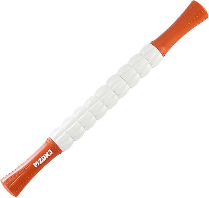 Muscle Roller Massage Roller Stick for Athletes, Help Reducing Muscle Soreness Cramping Tightness Leg Arms Back Calves Muscle Massager 18 inch(Orange White)